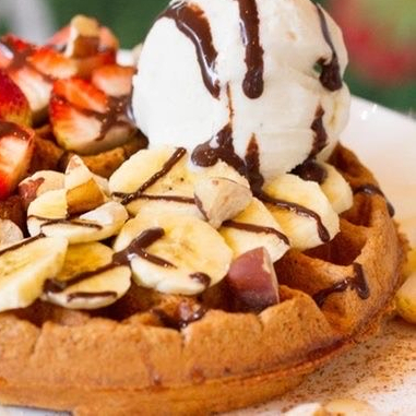 Waffle de nutella con platano.
