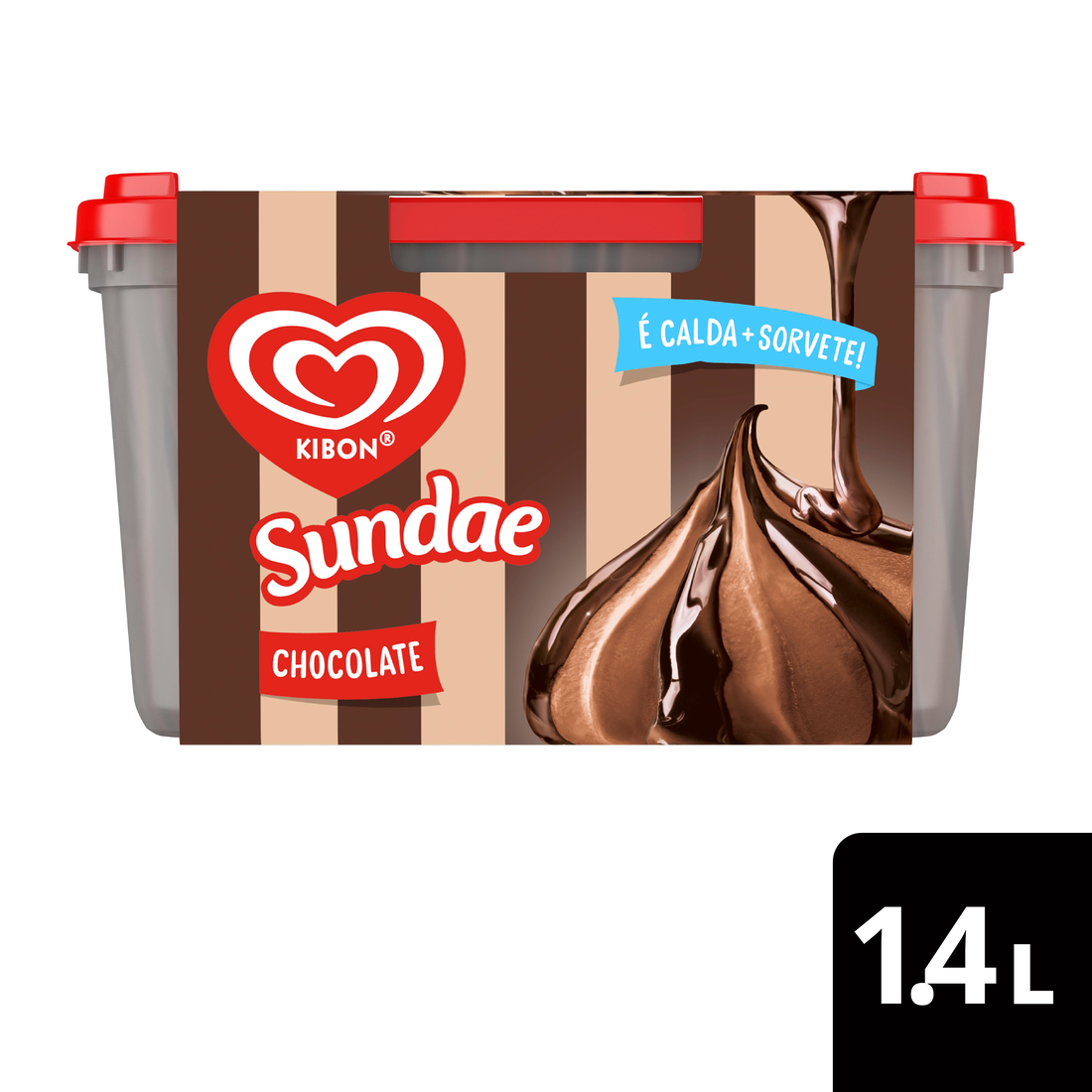 Combinação perfeita de sorvete com muita calda. Sorvete sabor chocolate com calda de chocolate trufado. É tanta calda que dá pra ver pelo pote! Kibon Sundae é uma ótima opção para compartilhar em momentos especiais.