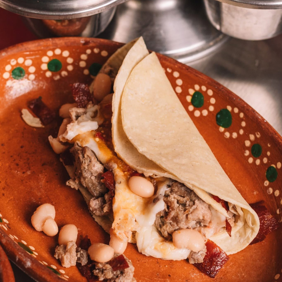 Taco barbacoa de recién hecha