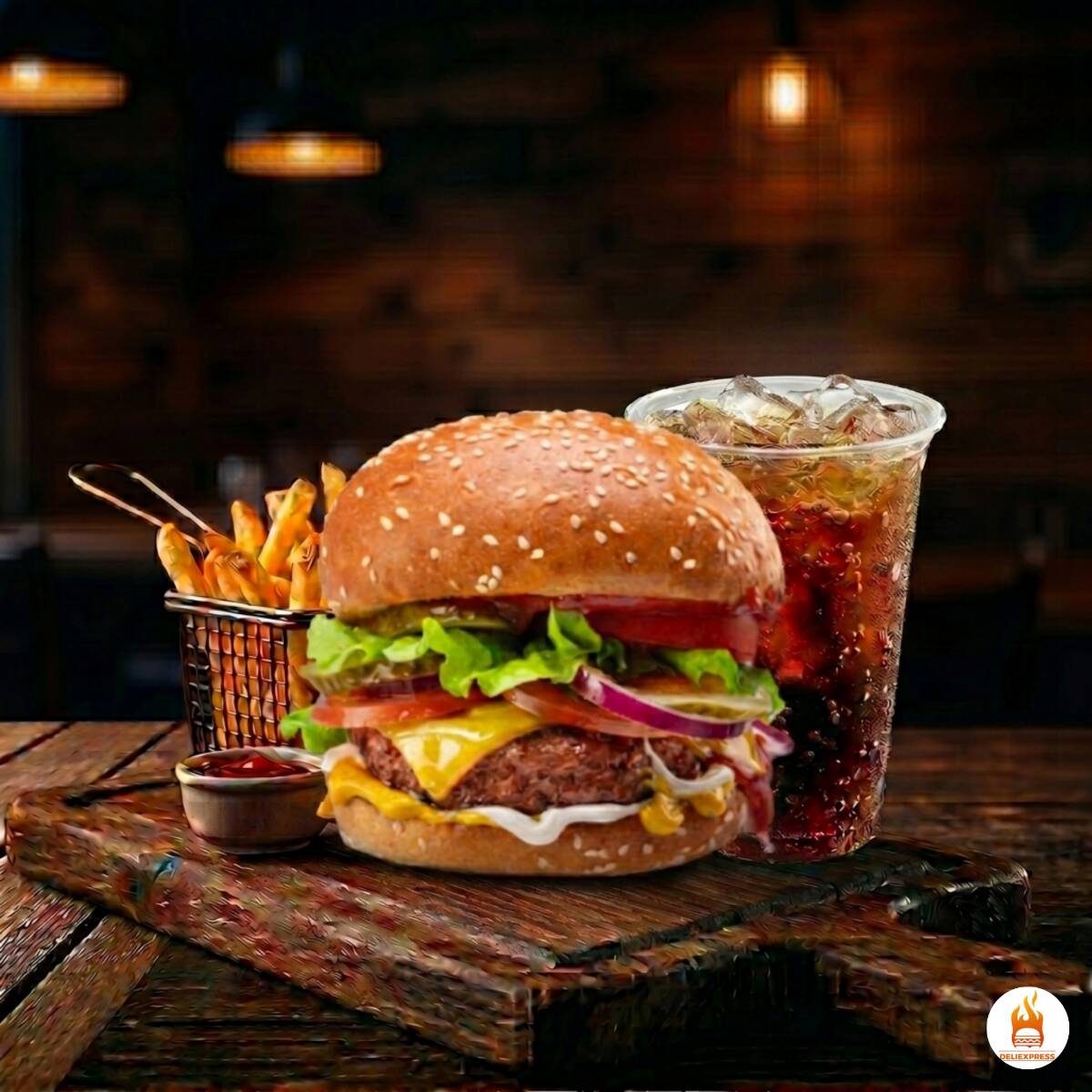 Combo Hamburguesa de res + Papas + Mr Tea