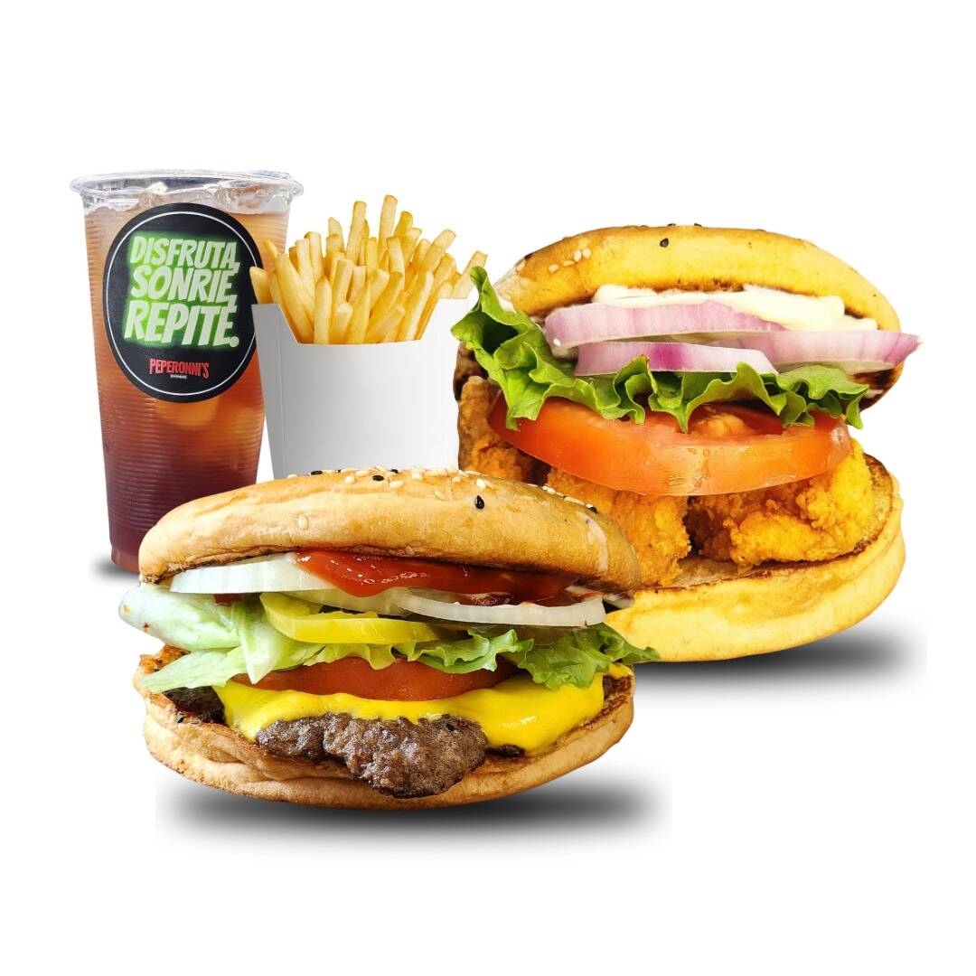2 Hamburguesas + Papas + Té Frío