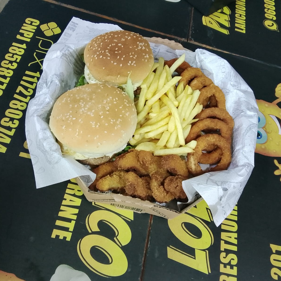 2 xtudo, anel de cebola,batata e nugget