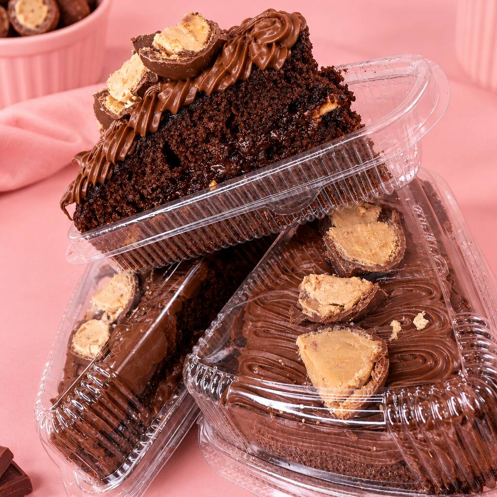 Fatia Bolo Sonho de Valsa - deliciosa massa de chocolate com recheio e cobertura de sonho de valsa