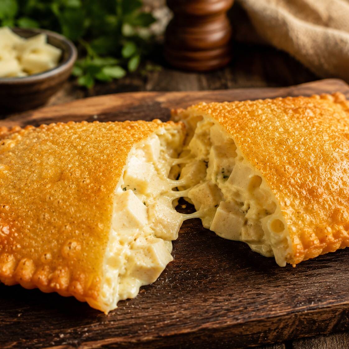 Palmito macio e saboroso combinado com queijo derretido, formando um recheio leve, cremoso e irresistível. Tudo envolvido em uma massa sequinha, crocante e douradinha. Uma combinação delicada e deliciosa em cada mordida! 🤤