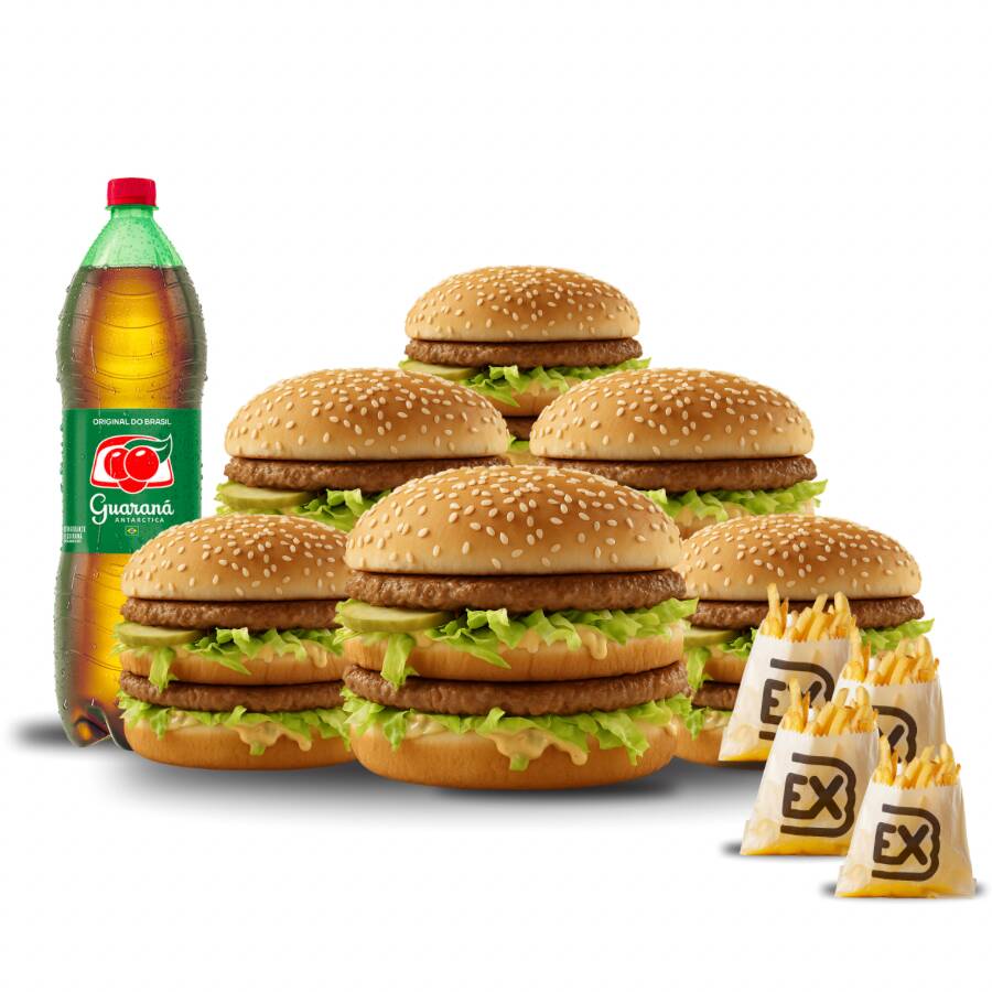 6 bigs a sua escolha + 4 batatas + 1 refri 1,5l
