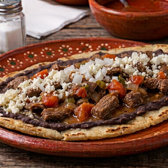 Huaraches Bistec Rancheros