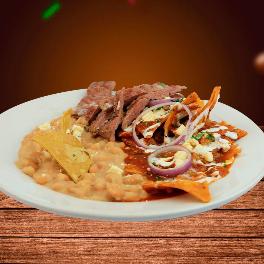 Chilaquiles Rojos con Arrachera C