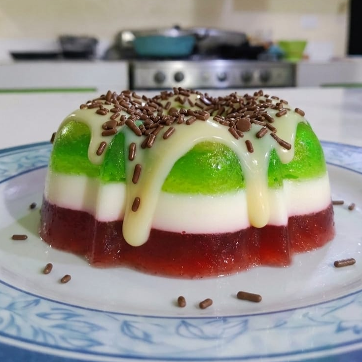 Gelatina tricolor con uvas