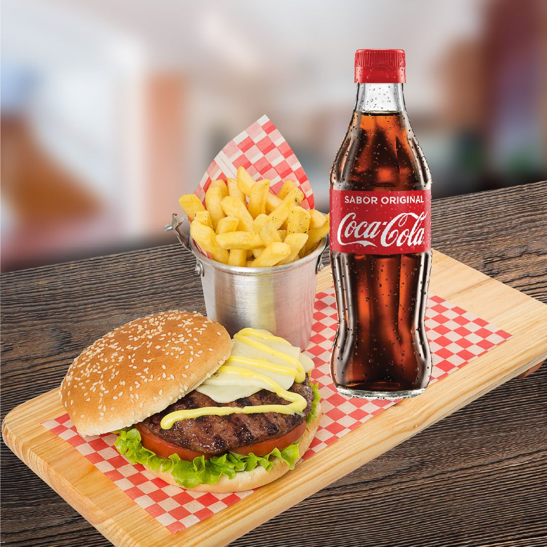 Hambueguesa + Papas + Coca Cola