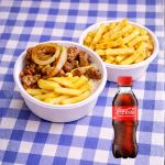 1 Marmitas do dia + Batata Frita Crocante com tempero da Casa + Refrigerante 200ml | Tamanho P
