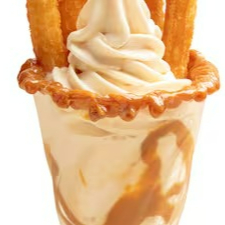 5 churritos com recheio e toping, e sorvete a escolha, itens enviados separadamente para garantir a qualidade