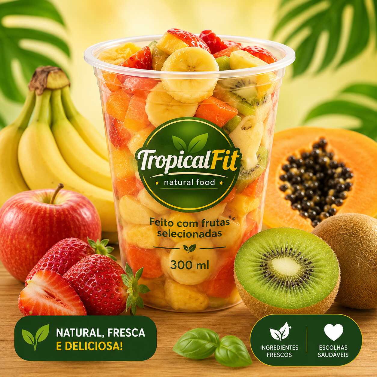 🍓Refrescante, leve e naturalmente deliciosa! Nossa Salada de Frutas é preparada diariamente com frutas frescas e selecionadas, proporcionando uma combinação perfeita de sabor, vitaminas e nutrientes.
🍎 Feita com uma seleção de frutas da estação, cuidadosamente cortadas para garantir frescor e qualidade em cada porção.
💚 Uma opção saudável para o café da manhã, lanche da tarde ou sobremesa, ideal para quem busca uma alimentação equilibrada sem abrir mão do sabor.
🌿 Produto fresco, sem conservantes e preparado com todo o carinho pela Tropical Fit.