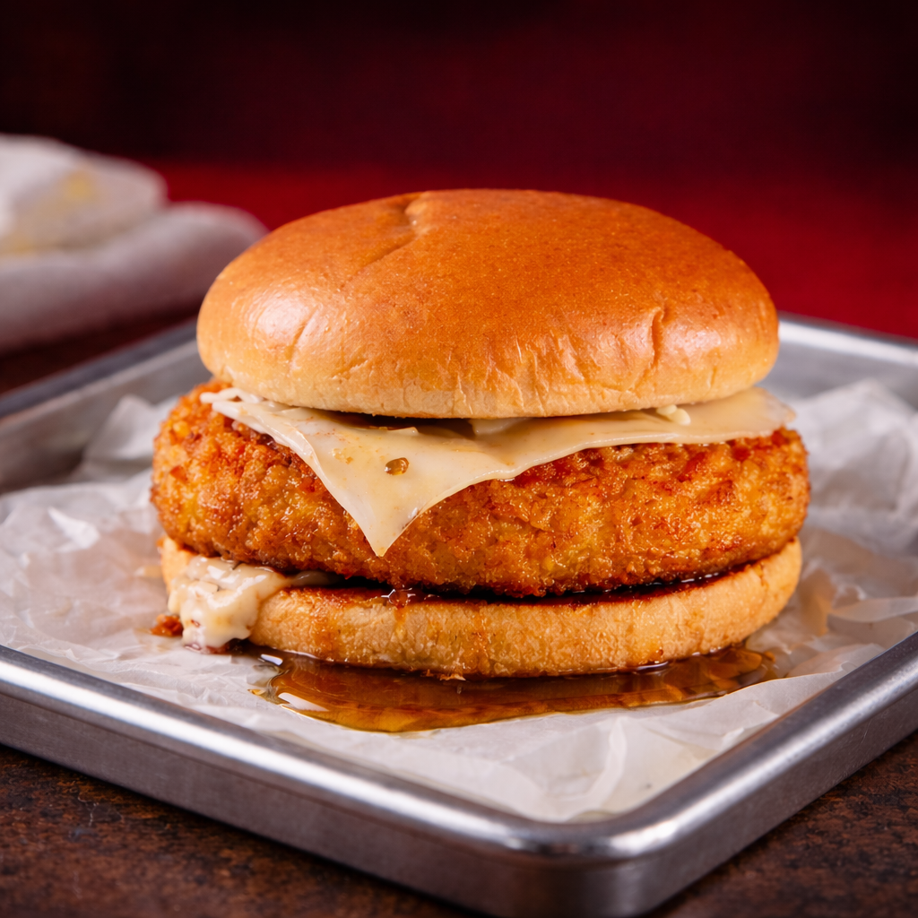 Veg maple chicken burger