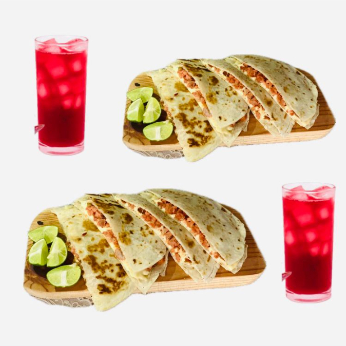 4 Gringas de Pastor + 2 Aguas Frescas de 500ml