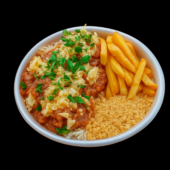 Arroz , feijão , parmegiana de frango , fritas e farofa