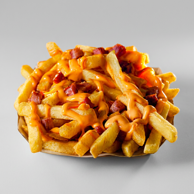 batata, mussarela, cheddar e bacon
