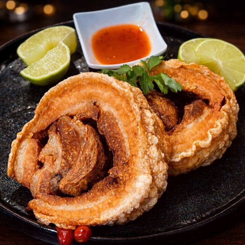 Para quem ama sabor intenso e textura irresistível! Nossas pancetas suínas são preparadas até atingirem aquela crocância perfeita por fora, mantendo a carne macia e suculenta por dentro. Finalizadas com o molho da casa, que traz equilíbrio, personalidade e deixa cada pedaço ainda mais saboroso. Uma entrada marcante, cheia de sabor e perfeita para compartilhar.