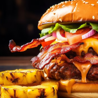 Hamburguesa Extra grande con Doble Queso y Piña