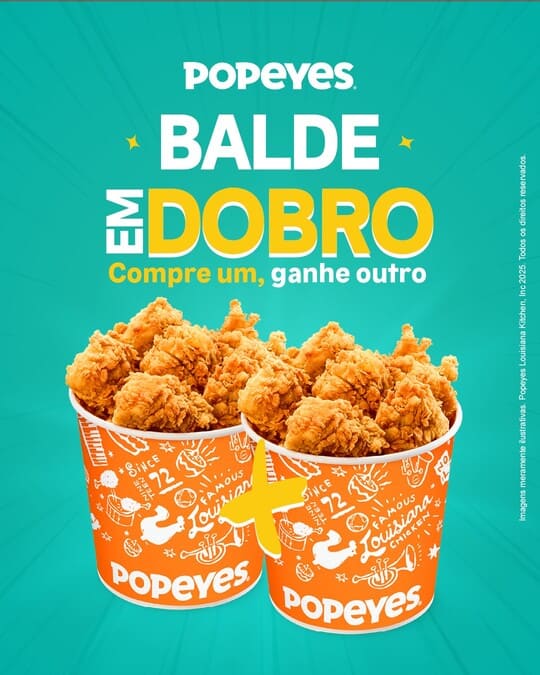 Pague por um balde de 15 Filezinhos, e o segundo é na conta do Popeyes!

*Para garantir a qualidade na entrega o envio é feito em caixas e não em baldes.