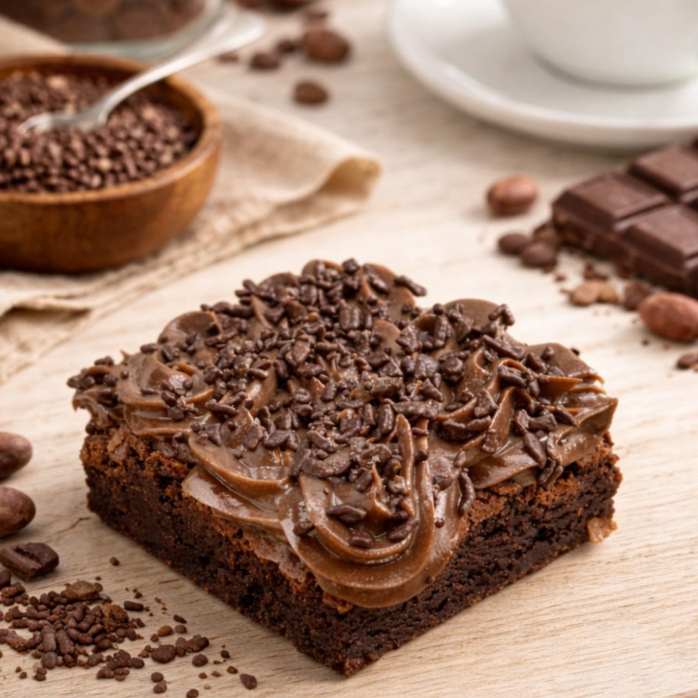 Uma explosão absurda de chocolate! Brownie artesanal com casquinha crocante, massa intensa de chocolate e recheio de chocolate extremamente cremoso que derrete na boca. Serve 1 pessoa +-200gr