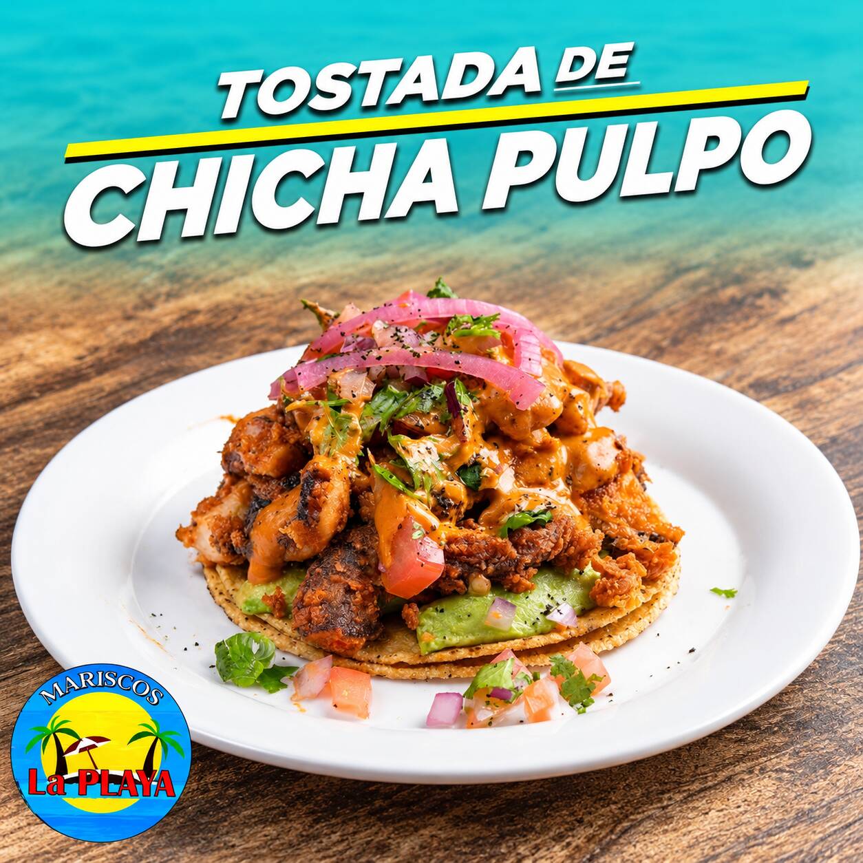 Tostada de chicharrón de pulpo