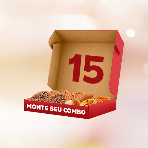 Escolha itens variados combine os produtos como quiser e bom apetite: Minikibe com Cremely, Minichurros de Doce de Leite, Pastel de Belém, Bib's Donuts, Esfihas: Carne, Calabresa com Mussarela e Frango, Carne com Mussarela, Frango com Cremely, Italianinha, Espinafre com Cremely, Queijo, Esfiha Folhada de Carne, Esfiha Folhada de Carne com Coalhada ou Esfiha Folhada de Quatro Queijos com Cremely.