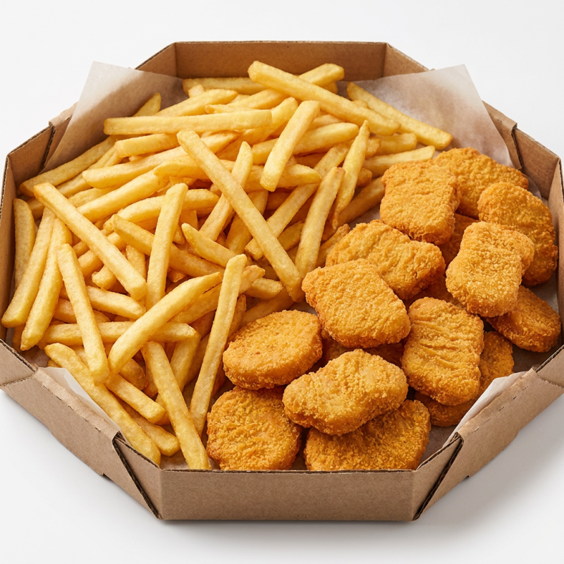 porção média de nuggets porção média de batata molhos
