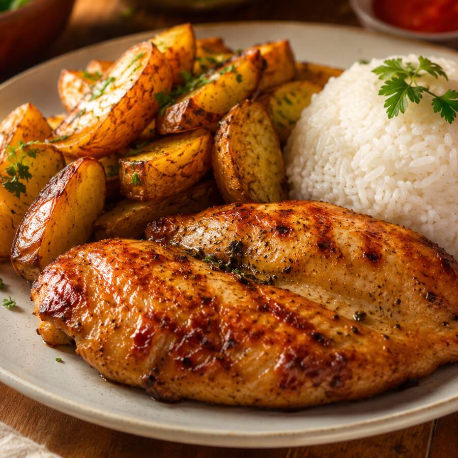 Pechuga de Pollo con Papas + Arroz