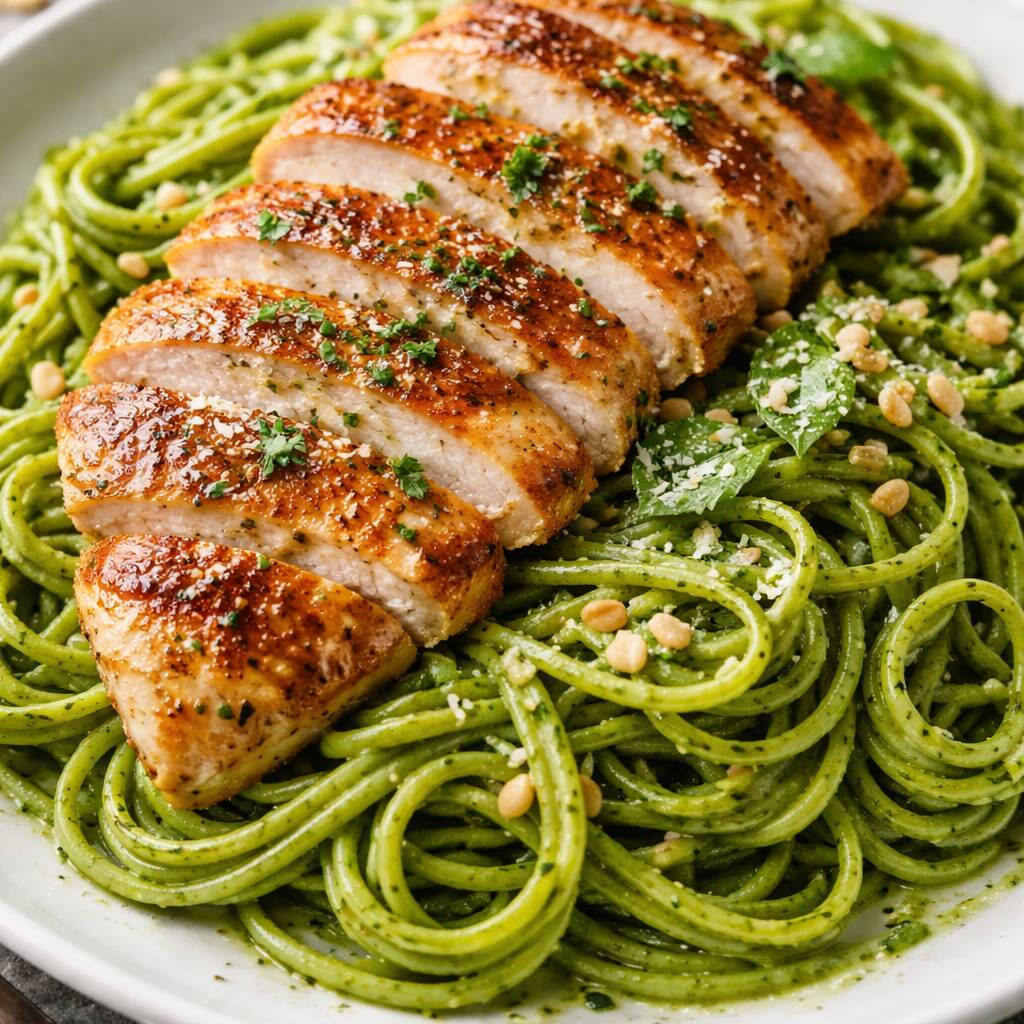 Tallarines verdes con pollo buenazo
