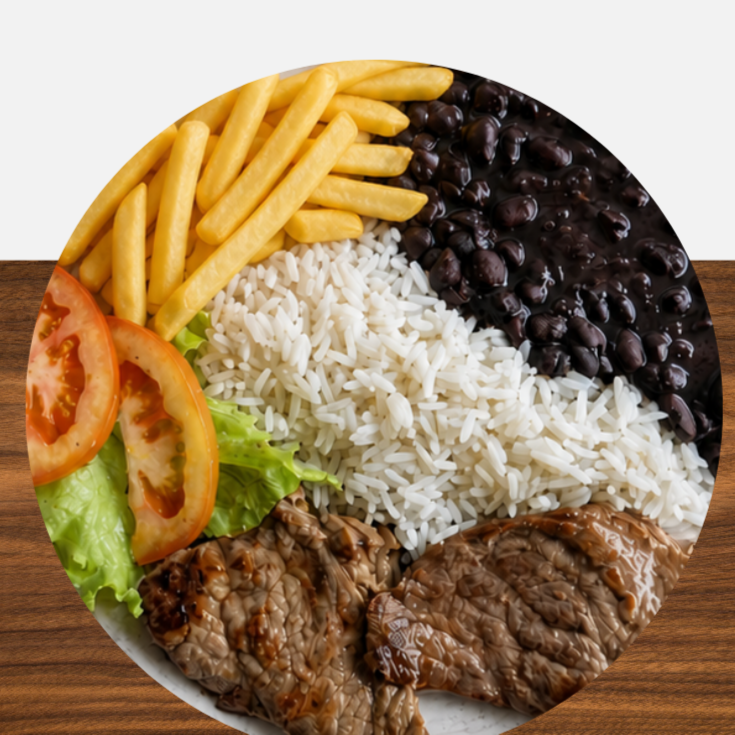 Bife de Alcatra (marmita M) contém (arroz, feijão, Bife de alcatra grelhado, batata frita) ***(avisar se deseja salada)***