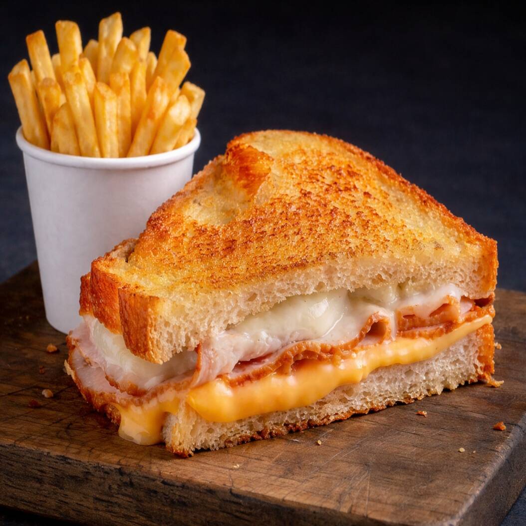 Combo Sandwich Jamon Queso con Papas