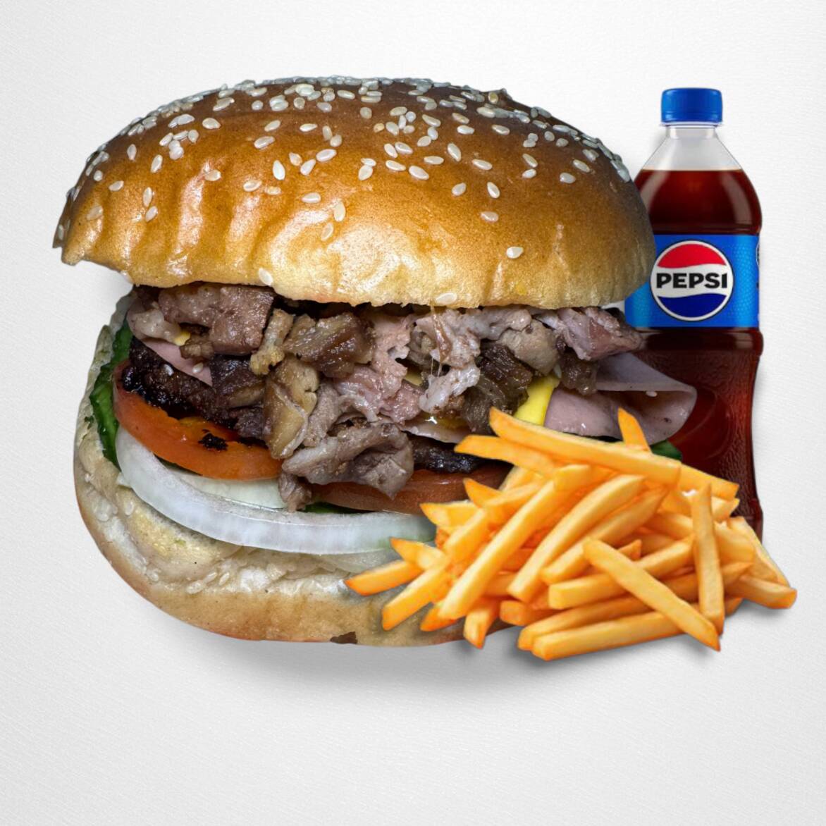 Burger Sirloin + Papas + Pepsi 600 ml