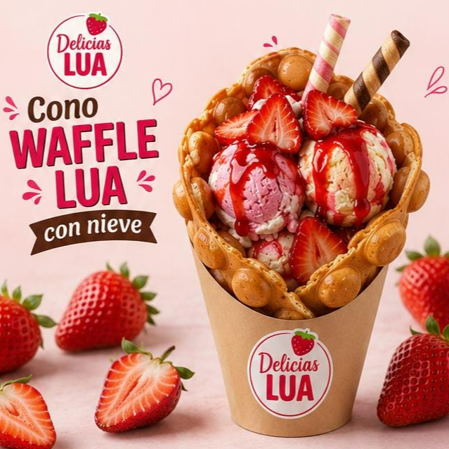 Cono Waffle Lua con Nieve