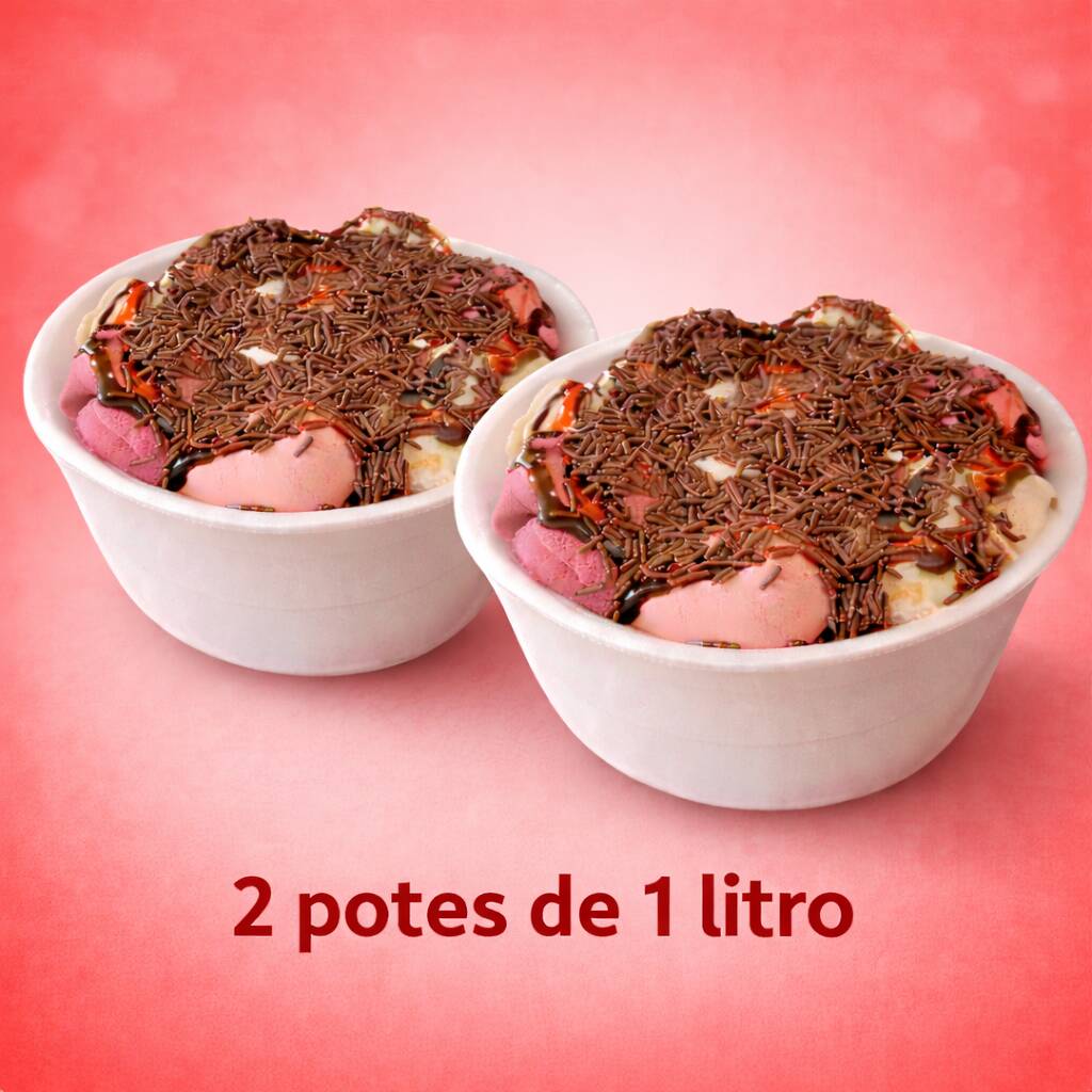 São 2 potes de Sorvete de 1 litro cada.