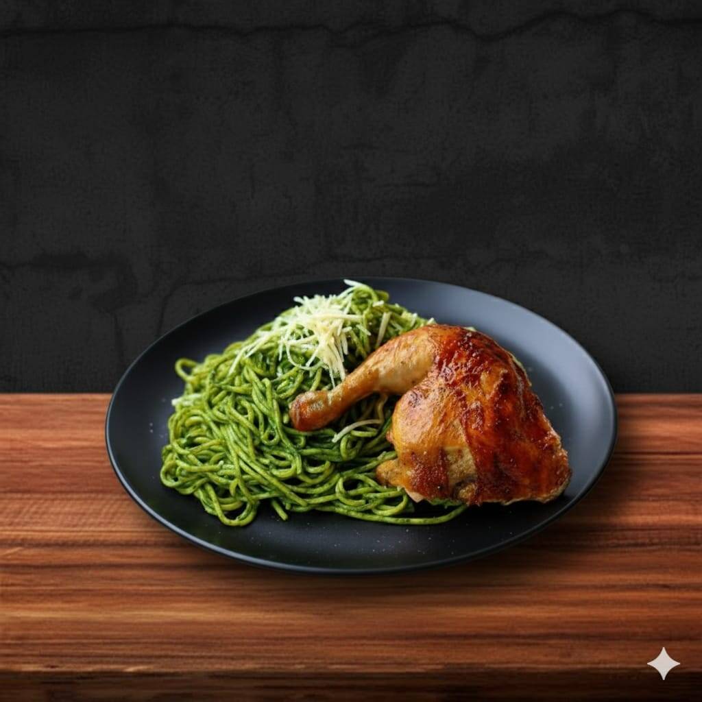 TALLARIN VERDE CON 1/4 POLLO BRASA
