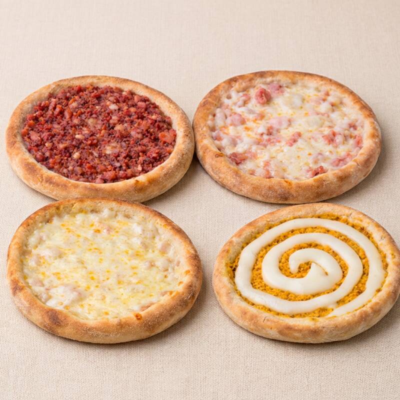 5 Calabresa, 5 Bauru, 5 Queijo Mussarela, 5 Frango c/ Catupiry
