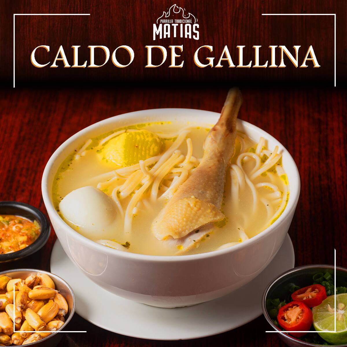 2 Caldo de Gallina con Presa + Chicha Morada 1l