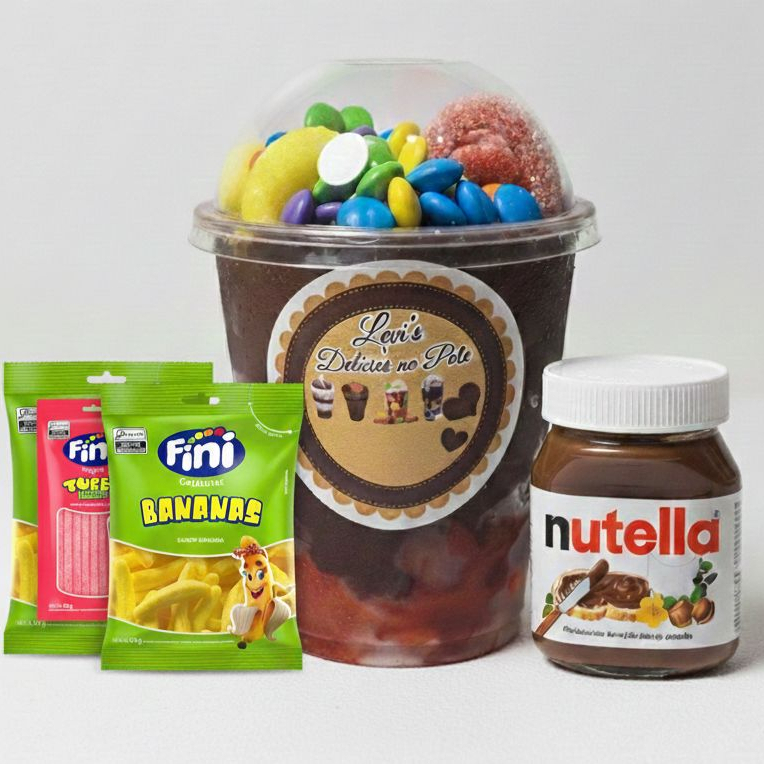 Uma Explosão de um delicioso açaí c/leite condensado, leite em pó, Nutella, Fini Bananinha, Fini tubes M&M's.