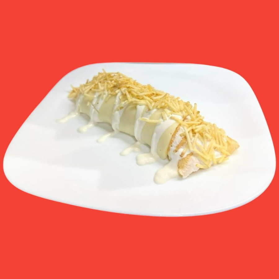 Panqueca da Massa Leve e Dourada, Recheada c/ Frango Desfiado e Catupiry, Cobertura c/ Creme de Leite e Batata Palha crocante. Sabor Irresistivel do Começo ao Fim!