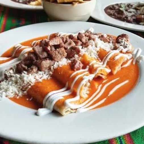 Enchiladas+papas+arrachera+refresco 335ml