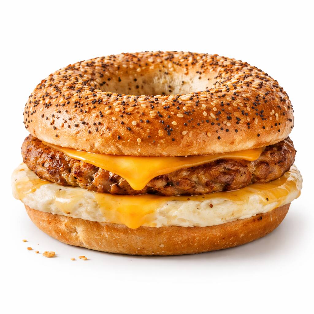 Bagel huevo y salchicha