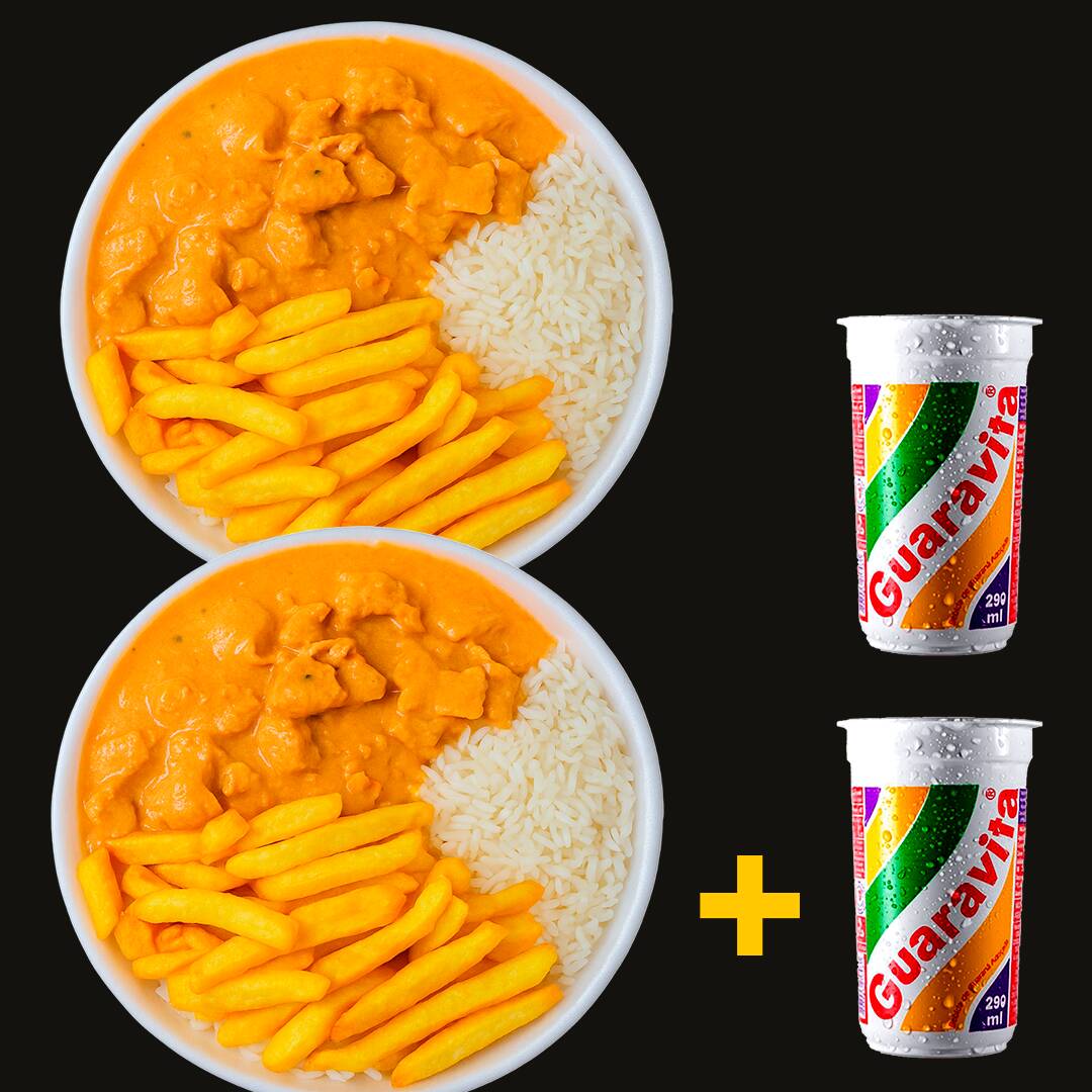 Arroz , strogonoff de frango , fritas