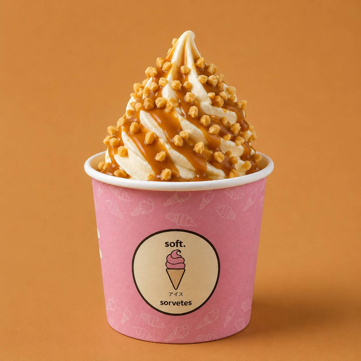 Delicie-se com a combinação perfeita do nosso cremoso sorvete de baunilha, envolto por uma irresistível calda de caramelo toffee, rica e aveludada. Acompanha Amendoins Crocantes e um Canudo Biju. magem meramente ilustrativa.