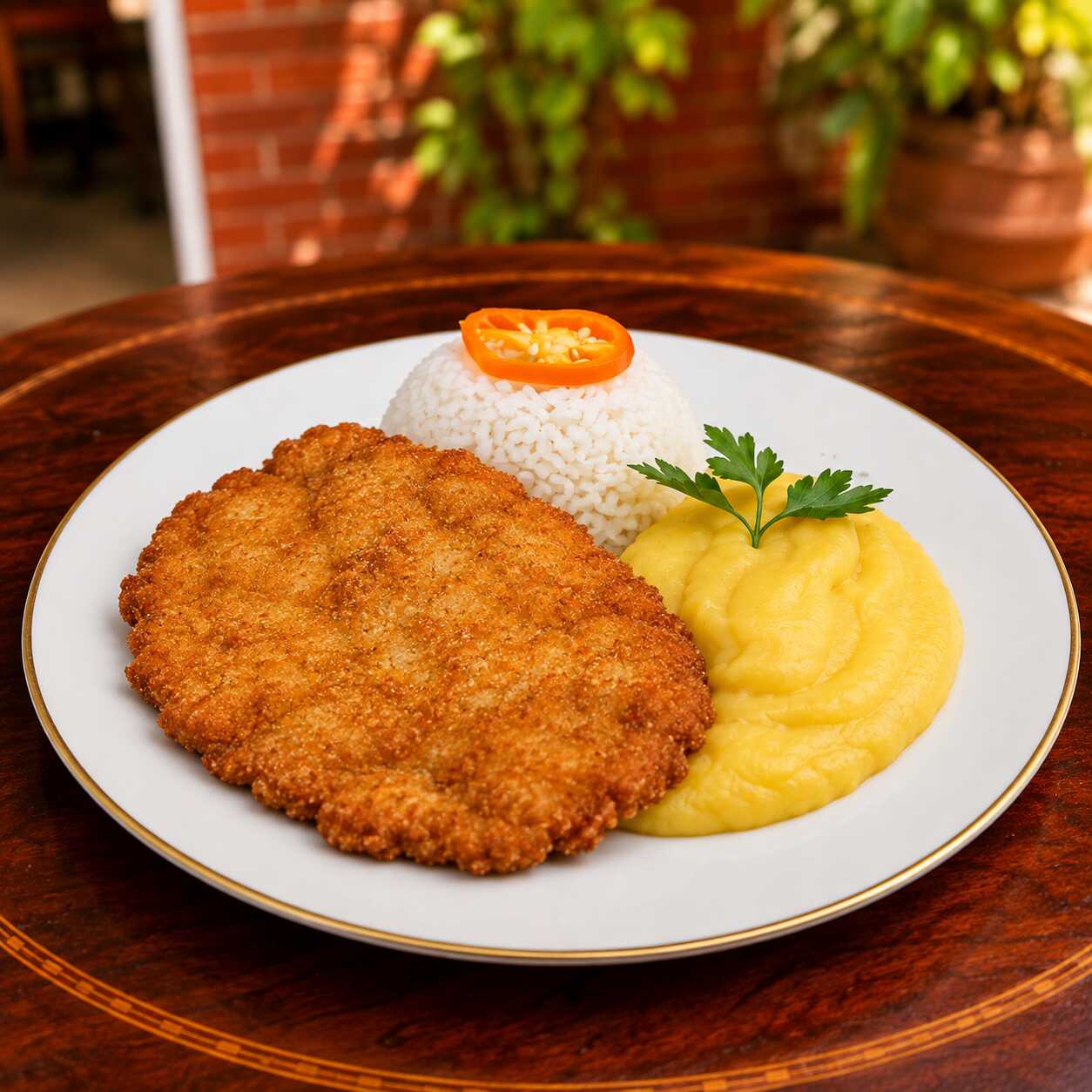 Puré con Milanesa Artesanal