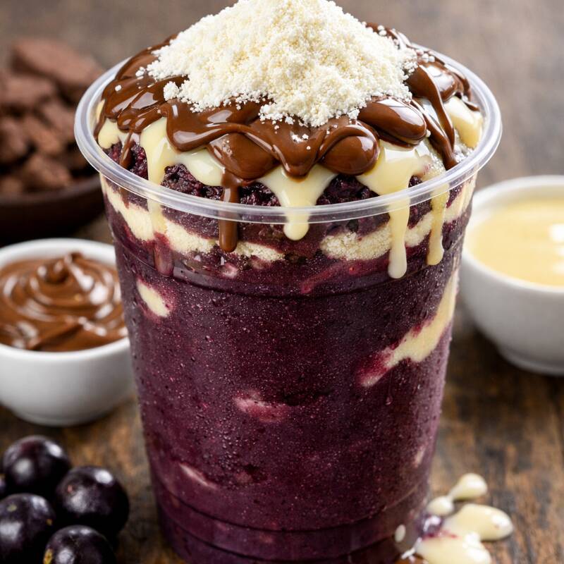 Açai cremoso + Nutela original + Leite em Pó + Leite Condensado