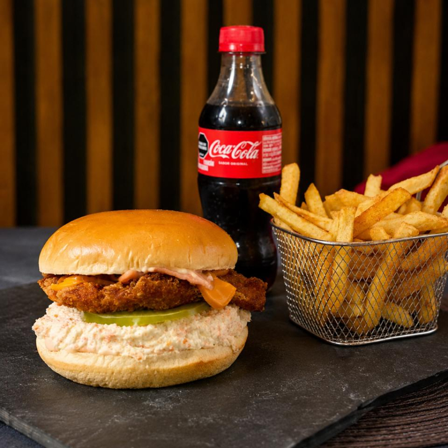 Burguer Pollo Combo (papas + Gaseosa)