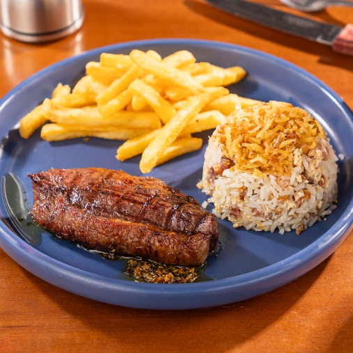 Batata Frita, Arroz Biro Biro, Chimichurri, Picanha Angus 170g.