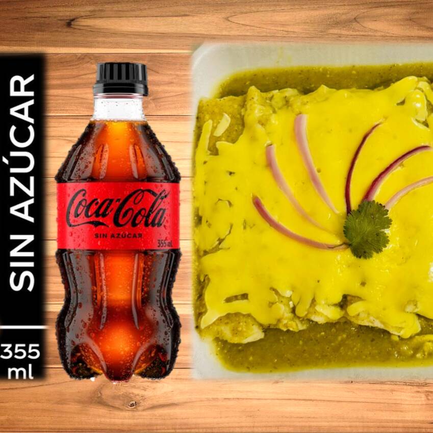 Enchiladas Suizas y Coca Sin Azucar 355ML