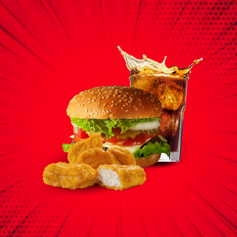 Combo 🍔 Clasica o Tocino + 6Nuggets 🍗 + 🥤Ref.