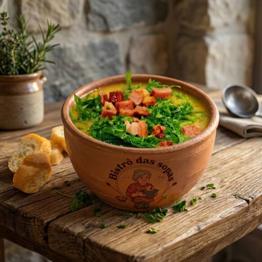 Venha experimentar esse delicioso caldo verde feito com base cremosa de aipim , couve refogada na hora , bacon , calabresa simplesmente uma delicia !! ( acompanha torradas )